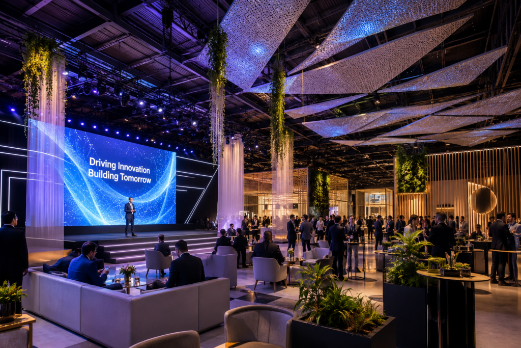 corporate event in modern architecture